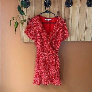 Cupcakes & Cashmere Red Wrap Sundress with Flutter Sleeves